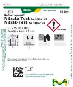 TEST NITRATOS (MET. REFLECTOMETRICO) 5 - 225 MG/L NO3 - P/50 DET. - REFLECTOQUANT - 116971