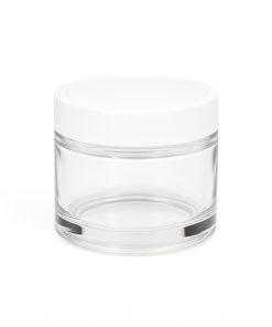 POTE CREMA VIDRIO CRISTAL  (RECTO) X 50 CC C/TAPA BLANCA
