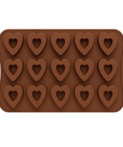 MOLDE SILICONA N96 CORAZONES HUECOS X UNID