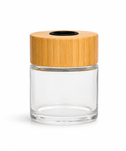 DIFUSOR REDONDO VIDRIO TRANSPARENTE X 150 CC C/TAPA Y CUELLO DE BAMBOO
