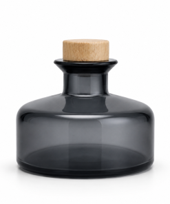 DIFUSOR VIDRIO BAJO 190ML COLOR FUME TAPA MADERA