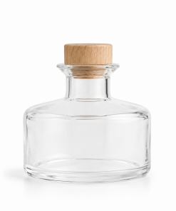 DIFUSOR VIDRIO BAJO 190ML COLOR CRISTAL TAPA MADERA