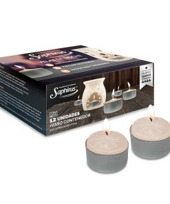 VELAS DE NOCHE SAPHIRUS X 10 UNIDADES (C/VASO CONTENEDOR)