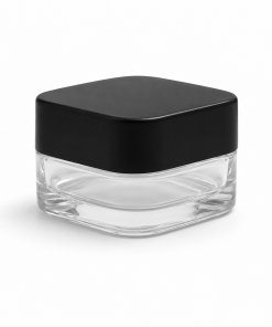 POTE CUADRADO CRISTAL X 5 ML C/TAPA NEGRA ( NUEVO )